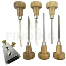 6pcs Engraver Gravers with Wooden Handles Tool Clock  Graver Sharpener Set