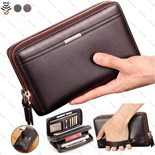 Men leather briefcase wrist - men's,