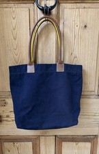 BODEN NAVY STURDY TOTE SHOPPER BAG WITH LEATHER HANDLES