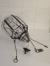 Vintage Caged Murano Blown Glass Bubble Ceiling Light Shade Chandelier 