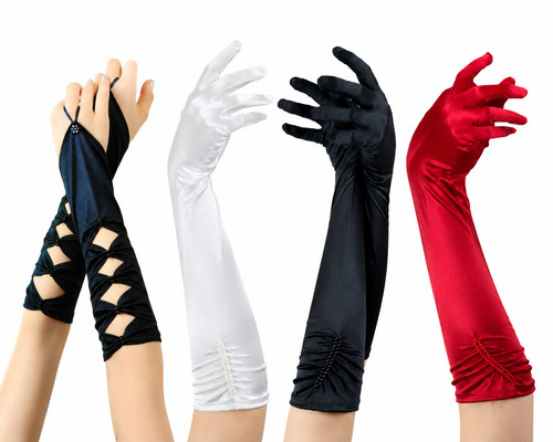Long satin opera - gloves, women
