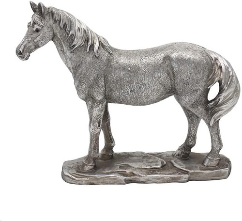 Silver horse ornament resin - horse,