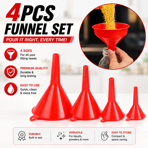 4pc funnel set plastic - set, pouring