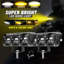 2X 120W 4" LED Cube Work Light Bar Yellow White Driving Fog Spot Pods Offroad 3"