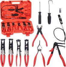 Automotive Flexible Hose Clamp Clip Pliers Kit Swivel Jaw Flat Angled Band Tool