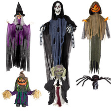 Animated Halloween Props Life Size Witch Reaper Skeleton Spider Sound Motion New