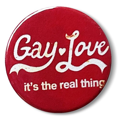 Gay love pin badge - love,