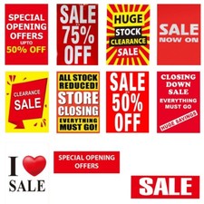 A1 Sale Poster Red White Poster A1 Shop Window Sign Decal POSTER Size 59 x 84)cm