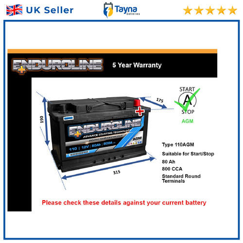 Agm battery fits kia - battery,