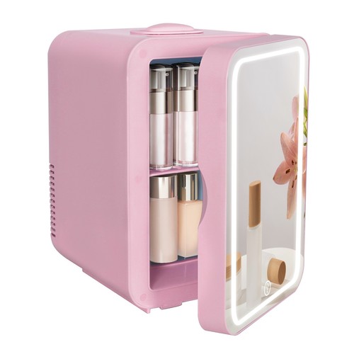 Pink mini fridge with - 8l, led