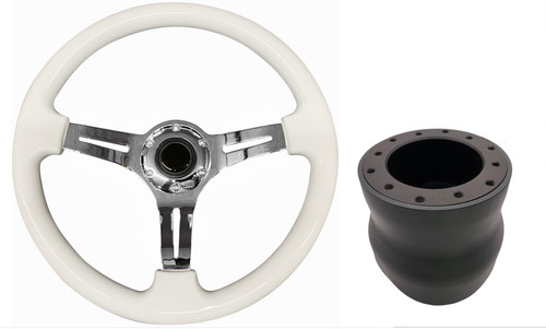 White chrome steering wheel - steering,
