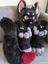 Fursuit Long haired Dog Fox Mascot Party Halloween Fur Cosplay