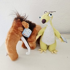 Vintage New With Tags Ice Age Sid And Manny Plush Soft Toys Sloth Mammoth