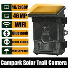 4K Trail Camera WiFi Bluetooth Wildlife Solar 100MP Hunting Game Cam NightVision