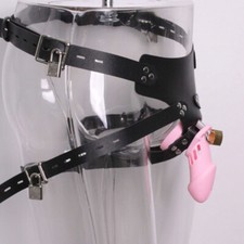 PU Leather Chastity Belt Lock