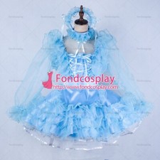 Girly maid blue satin skirt