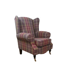 Accent Wing Back Queen Anne Cottage Chair Balmoral Amethyst Tartan Dark  Legs