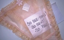 Sexy Sheer Gold Frilly See Thru Thong Knickers Panties CD TV Sissy 34" - 42" +