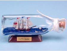 Ship in a Bottle - Cutty Sark in Triangular Bottle, 12cm