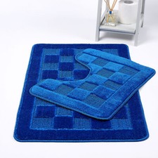 Bath Mat Set Squares 2 Piece Bath Mat & Pedestal Set Non Slip Bathroom Bath mat 