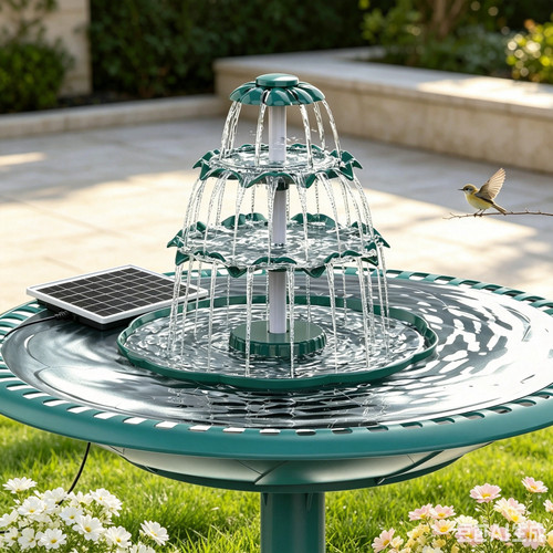Tier solar birdbath fountain - birdbath,