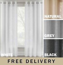 Crete Luxury Eyelet Linen Look Sheer Panels - Pair of Curtains in 4 Colours