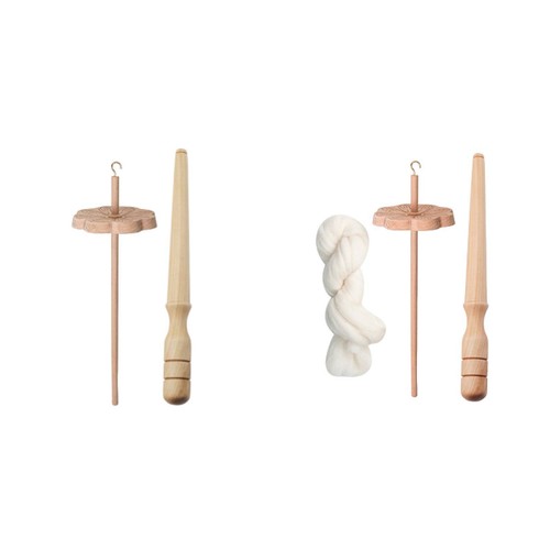 Wooden drop spindle - wooden, wheel