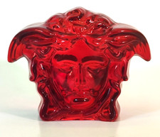 Rosenthal Versace Glass Paperweight Red Brand New Boxed Authentic Medusa REDUCED