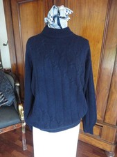 Johnstons of Elgin 100% cashmere 10ply cable jumper blue excellent condition NP € 1,385,-