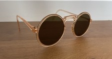 Vintage 1930s Women's PALE PEACH Celluloid Round Frame SUNGLASSES