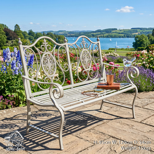 Ornate bench antique grey - antique,