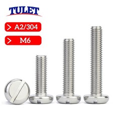 M6 (6mmØ) Slotted Pan Head Machine Screws A2 Stainless Steel Slot Bolts Metric