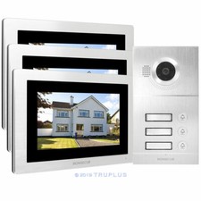 HOMSECUR 3-Flat Communal Video Entry Intercom System with Snapshot & Recording 