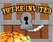 Pirate Treasure Caribbean Buccaneer Kids Birthday Party Invitations w/Envelopes