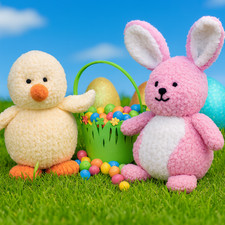 Knitting Pattern Easter Chick Bunny Rabbit Soft Toy Plush Snowflake Chunky Easy