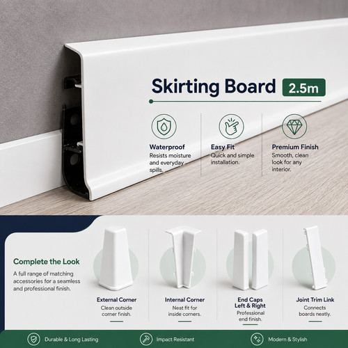 75mm pvc skirting - skirting, 2.5m