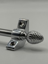 Set of 13 | Stair Carpet Rods | Pine Finial - Satin Chrome | Runners Up To 70cm