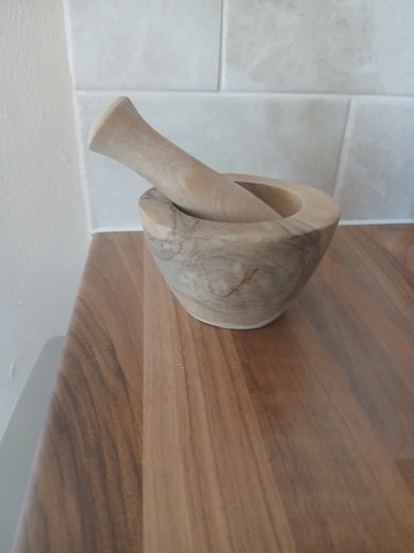 Wood mortar and - and, bowl