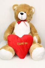 EXTRA LARGE PLUSH TEDDY BEAR BEIGE for present gift christmas free heart cushion