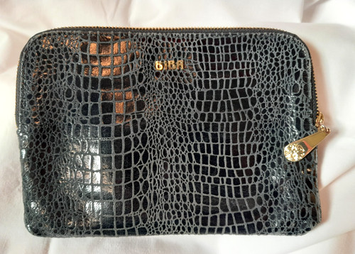 Biba black leather mock crock