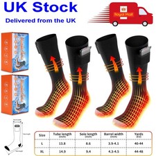Electric Heated Socks Foot Winter Rechargeable Battery Power Women & Men L/XL UK