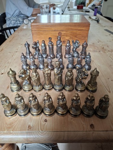 Vintage metal chess set - chess, in