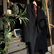 CLASSIC-COVERT COAT-NAVY-WITH VELVET-WOOL+CASHMERE- SIZE XL+FREE BNWT HOBBSDRESS