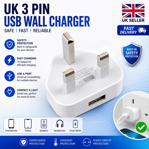Plug usb wall - uk,