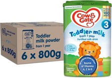 Cow & Gate 3 Toddler Baby Milk Powder Formula, 1-2 Years, 800 g (Pack of 6)