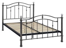 Black nickel, crystal ball finish traditional metal bed frame bedstead