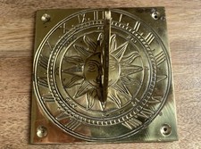 Vintage Metal Sundial Roman Numerals Garden Clock Square Base Sun Dial Brass