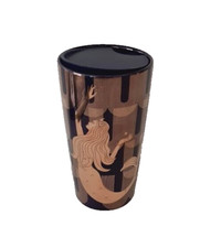 Starbucks Ceramic Traveler Tumbler gold mermaid Coffee Mug Brown  12oz New