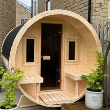 KeiCo Wellness 250 Outdoor Barrel Sauna – 4 Person | Wood/Electric Heaters |