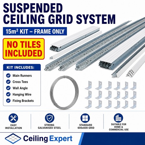 15m2 white suspended - 15m2, ceiling